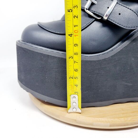 Demonia Platform Boots Womens 9 Black Swing Swing-230 Punk Hearts Straps Buckles - Picture 12 of 13